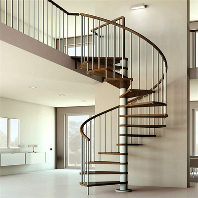 Scala a spirale di legno di punto del LED con la balaustra di acciaio inossidabile