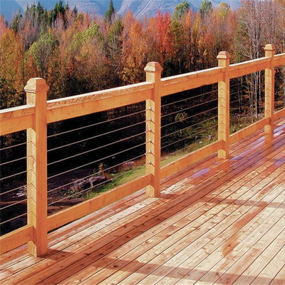 Inferriata di legno della scala del balcone, inferriata del cavo di cavo per la scala