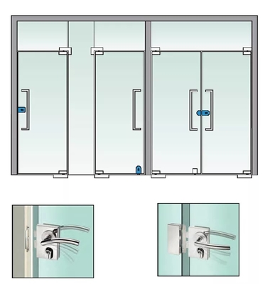 La porta Frameless di vetro dell'oscillazione della lega di alluminio, ha temperato la doppia porta di vetro commerciale