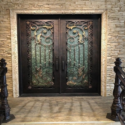 Porta principale di lusso di sicurezza del ferro battuto, porta di entrata esteriore del metallo