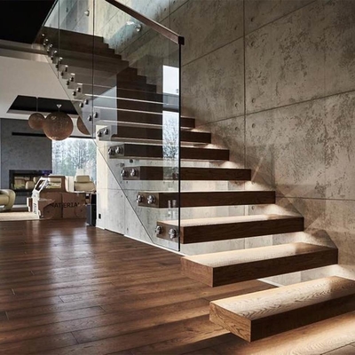 Edificio commerciale Design moderno della scala galleggiante in legno per interni