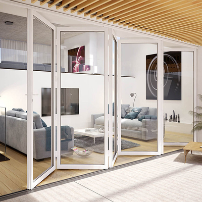 Esterno in plastica UPVC / PVC Porta scorrevole pieghevole in vetro antivento
