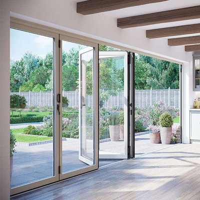 Esterno in plastica UPVC / PVC Porta scorrevole pieghevole in vetro antivento