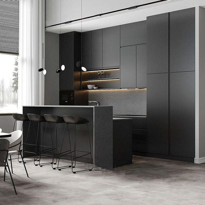 Mobili di lusso Nuovi disegni Cucina moderna Armadio Armadio in PVC Controsoffitto