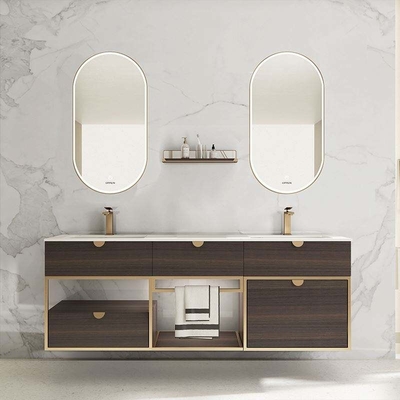 Mobiletto da bagno in legno massello con doppio lavabo Mobili europei moderni
