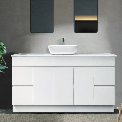 Mobile lavabo doppio freestanding, mobili bagno in legno massello di design