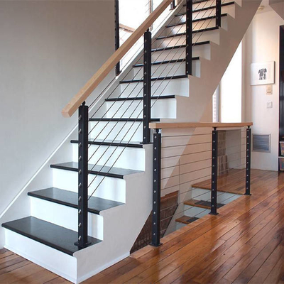 Design per balaustra per ringhiera con cavo nero opaco per scale moderne per gradini