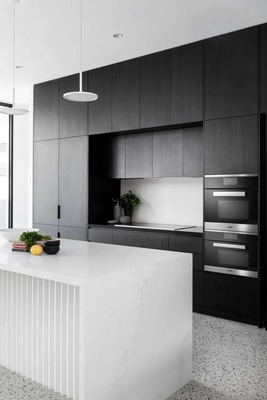 Mobilia semplice di lusso della Camera, armadio da cucina impermeabile dell'impiallacciatura nera