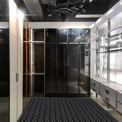 Gabinetto di vetro della porta del salone della camera da letto, alto guardaroba moderno di lucentezza
