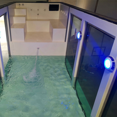 Piscina portatile moderna prefabbricata di lusso del contenitore con la parete di vetro ad alta resistenza