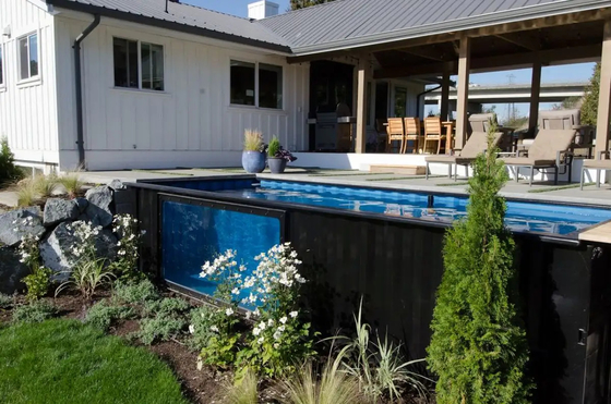 La norma degli Stati Uniti America ha personalizzato il colore e la piscina materiale del contenitore 20ft 40ft con acqua Jet Led Light di Wave