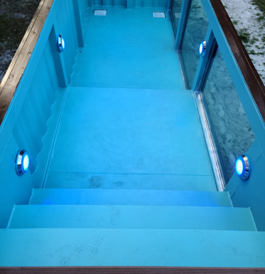 CONTENITORE PER CUSTOMIZZAZIONE piscina con finestre doccia casa spa struttura in acciaio piscina