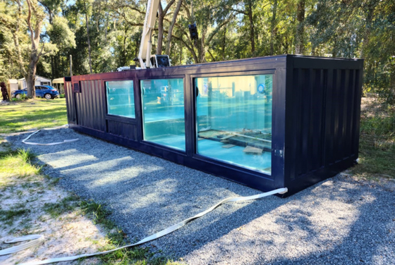 CONTENITORE PER CUSTOMIZZAZIONE piscina con finestre doccia casa spa struttura in acciaio piscina