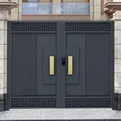 Decorazioni esterne Entrata nera Doppia porta in acciaio inossidabile Porta principale in ferro battuto