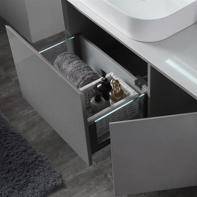 Vanità a 40 pollici del bagno di Grey Customized Bathroom Cabinets LED dello specchio caldo della luce