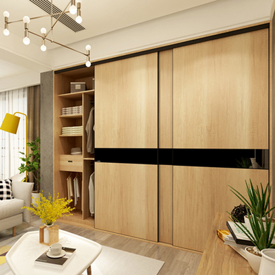 Passeggiata di legno solida d'avanguardia nei guardaroba di Mirror Sliding Doors dell'organizzatore del gabinetto per i vestiti
