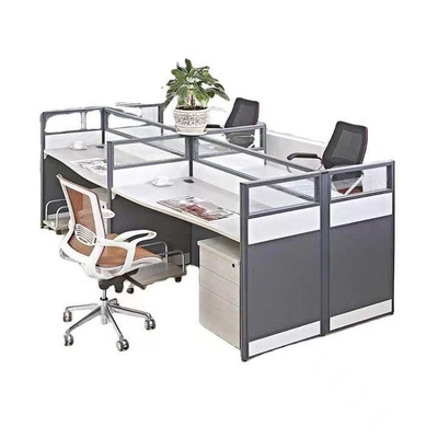 Divisori moderni dello scrittorio di MFC del cubicolo di Seater della parete 4 di vetro della divisione dell'ufficio di modo ISO9001