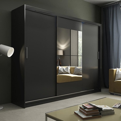 porta di legno dell'armadietto 3 della grande camera da letto moderna del MDF di 15mm che fa scorrere guardaroba con lo specchio