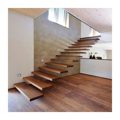 Scala di galleggiamento contemporanea su misura del pavimento di legno duro delle scale con l'inferriata di vetro