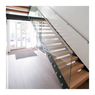 Scala di galleggiamento contemporanea su misura del pavimento di legno duro delle scale con l'inferriata di vetro