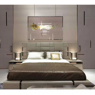 Letti di qualità superiore di acciaio inossidabile di re Size Bed Titanium del cuoio genuino dell'hotel