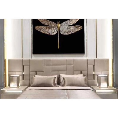 Letti di qualità superiore di acciaio inossidabile di re Size Bed Titanium del cuoio genuino dell'hotel