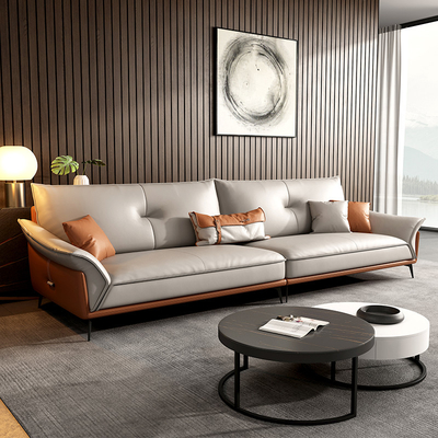 Piccola pelle bovina sezionale nordica domestica Sofa Set di cuoio dello strato di 3 4 Seater