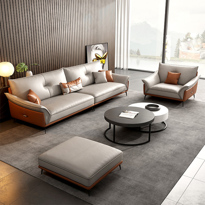 Piccola pelle bovina sezionale nordica domestica Sofa Set di cuoio dello strato di 3 4 Seater