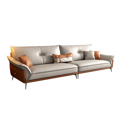 Piccola pelle bovina sezionale nordica domestica Sofa Set di cuoio dello strato di 3 4 Seater