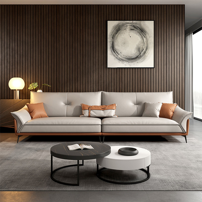 Piccola pelle bovina sezionale nordica domestica Sofa Set di cuoio dello strato di 3 4 Seater