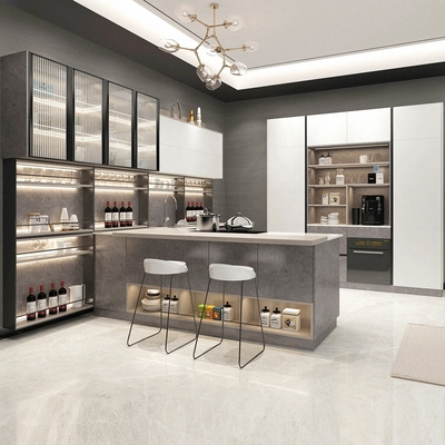 Armadietti bianchi d'avanguardia modulari del compensato degli armadi da cucina dell'alta lacca di lucentezza