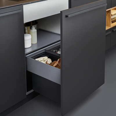 Armadi pensili moderni della cucina della melammina del nero di Matte Acrylic Kitchen Cabinets Luxury