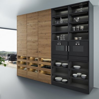 Armadi pensili moderni della cucina della melammina del nero di Matte Acrylic Kitchen Cabinets Luxury