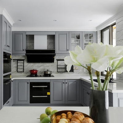 Armadio da cucina modulare multicolore di legno solido Shaker Door Kitchen Pantry Cupboard