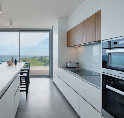 parti anteriori Handleless di Matte Black Kitchen Cabinets With della grande isola del MDF E1 di 18mm