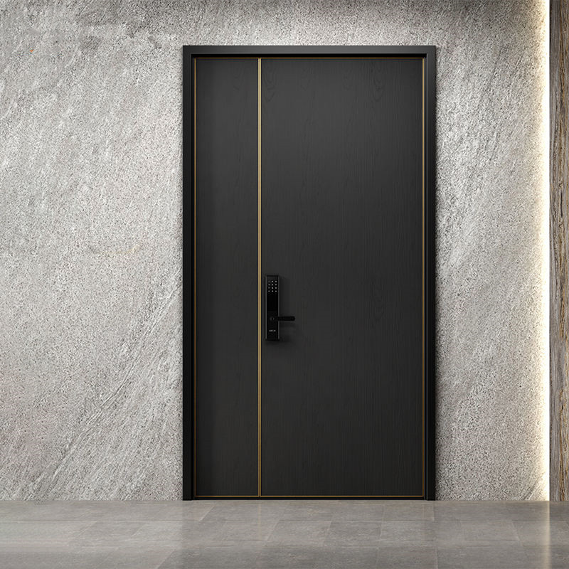 Porta d'acciaio di sicurezza della carcassa del MDF, esterno corazzato di legno Front Doors