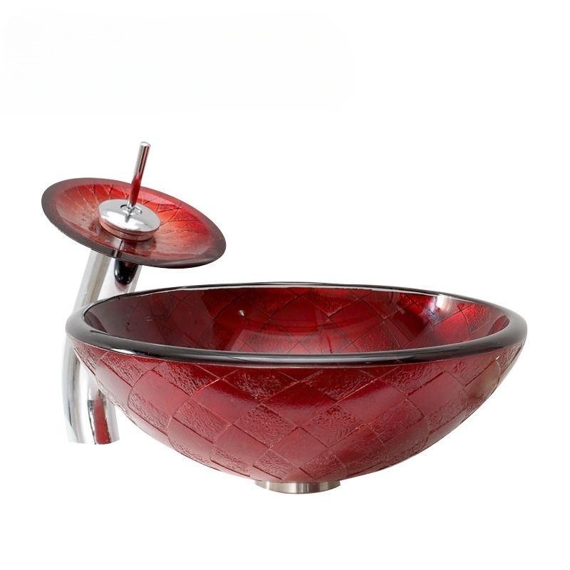 Lavandino di vetro degli articoli del rubinetto decorativo sanitario della cascata per il lavabo del bagno