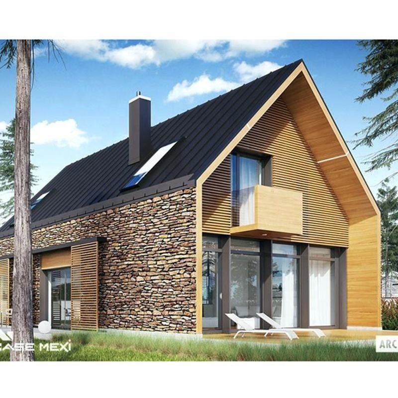 Colore e dimensioni personalizzate Struttura in acciaio leggero Prefabbricato Villa di lusso Due piani Casa prefabbricata