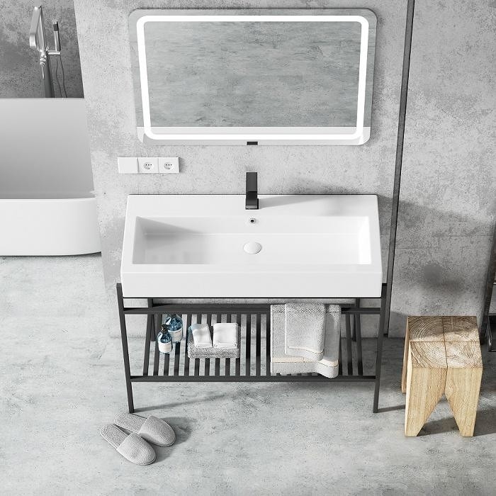Unità ceramica europea fissa di vanità del lavandino del Governo di bagno dell'hotel con lo specchio