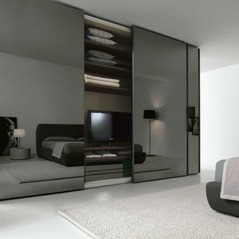 Passeggiata di legno solida d'avanguardia nei guardaroba di Mirror Sliding Doors dell'organizzatore del gabinetto per i vestiti